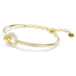 Dextera bangle Round cut, White, Gold-tone plated